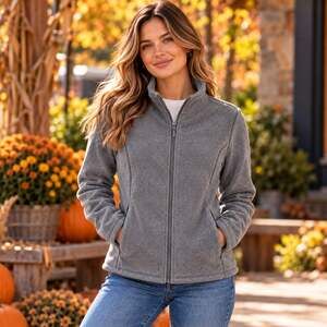 32 degrees grey fleece full zip jacket XS soft comfy warm